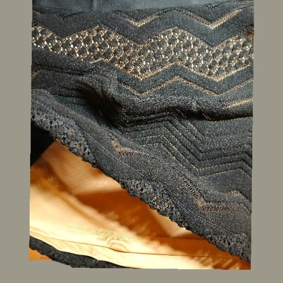 STUDIO M Vintage Elegant Black Chevron Knit Lace Mini Skirt XS - EUC - Picture 3 of 6